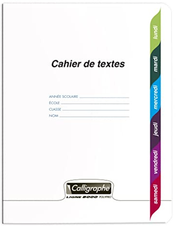 Calligraphe 18555C Un Cahier de Texte Agrafé Incolore (une Marque de Clairefontaine) - 17x22 cm - 124 Pages Grands Carreaux - Papier Blanc 90 g - Couverture Polypro Transparent