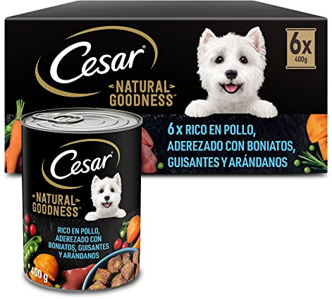 Cesar Natural Goodness Comida Húmeda para Perros Adultos con Pollo (Pack 6 Latas x 400g)