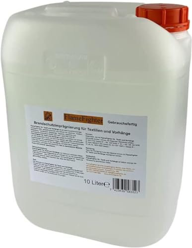 FlameFighter 10 Liter Brandschutzimprägnierung für Textilien und Vorhänge - Imprägniermittel - Brandtest bestanden - Brandschutzklasse 1 din 4102 b1