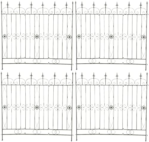 CLP Set di 4 recinzioni da giardino in ferro Mangold I Recinto a traliccio estensibile individuale I Traliccio in stile country, Colore:antico-verde