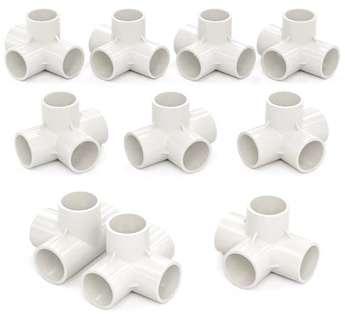 Bwintech 10 pezzi 25MM (3/4) 4 vie Cubic Tee Slip Connettore PVC-U Raccordo Gomito Accoppiamento Connettore Giardino Tubo Acqua Collegamento