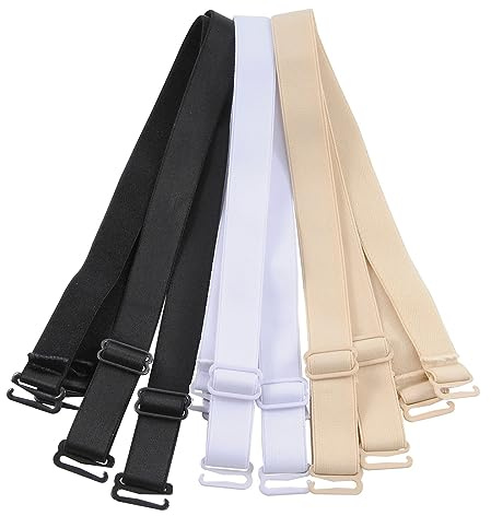 3 Paires Lingeries Accessoires Bandoulière Bandoulière Réglable Élastique Amovible Réglable Remplacement Bandes Largeur (Noir, Couleur Chair Et Blanc)
