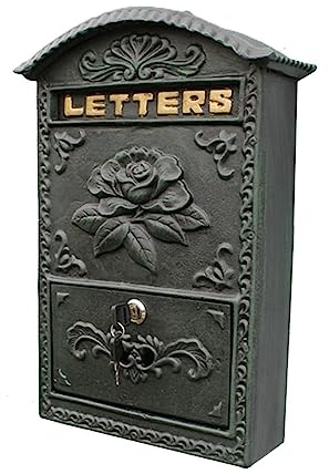 Exquisite Mailbox Wall Mounted Post Box Vintage Cast Iron Mailbox Security Lock Key Letter Box Vintage Drop Box Easy Installation Parcel Box safer