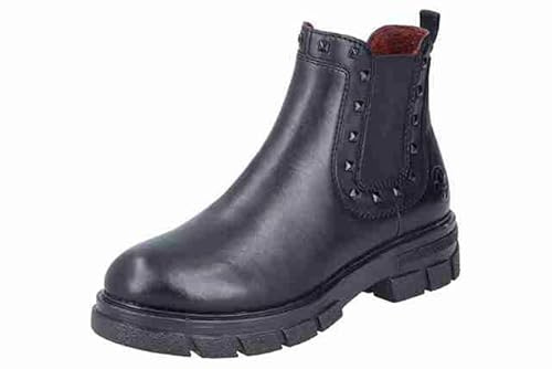 Rieker Bottines Chelsea Z9154 en cuir avec clous noirs mats, Noir , 39 EU