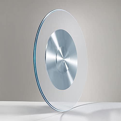 60 cm härdat glas Lazy Susan Rund Roterande bricka, Matbord Vändskiva 360° Roterande Serveringstallrik, Kraftig roterande skivspelare, Transparent
