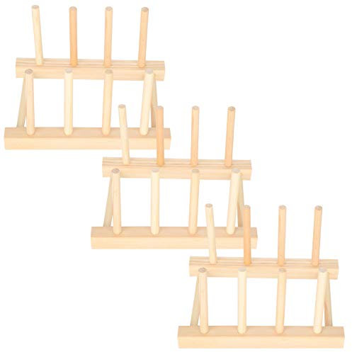 Set di 3 Utensili da Cucina, Scodella, Scolapiatti, Mensola in Legno, Decorazioni per la Casa