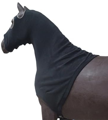 EnweMahi Horse Sleazy con Cerniera, Pile Polare Sleazy per Cavalli, Copricollo per Cavalli, Costume da Indossare per Cavalli, Imbracatura Morbida E Traspirante, Calda Black L