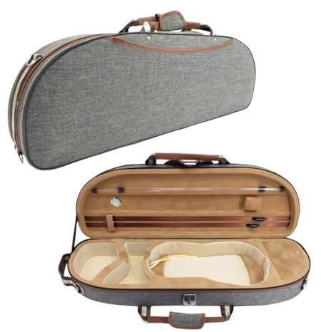 WUQIMUSC Estuche para violín 4/4 de tamaño completo, nailon, Oxford, ligero, correas ajustables, bolsa de violín de viaje (gris)