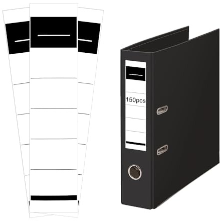 KNGNGK 150 Etichette Autoadesive per Raccoglitori, 19 x 3.6 cm - Etichette per Dorso Cartelle Bianche, Scrivibili a Mano o a Penna - Per Ufficio, Biblioteca, Archivio - Adesive e Facili da Rimuovere