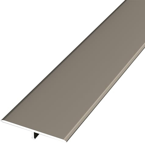 Bande de seuil en T Marron de 2,7 m (8,8 pi) - 5,1 cm et 6,0 cm (2 3/8 po) de Large, pour Joints de Vinyle, carrelage et revêtement de Sol stratifié - Solution de Finition Durable
