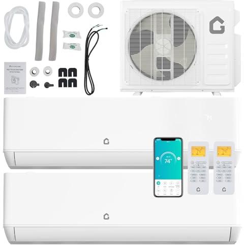 12000+12000 BTU Dual Zone Mini Split AC/Heat System, 24 SEER2, 208-230V