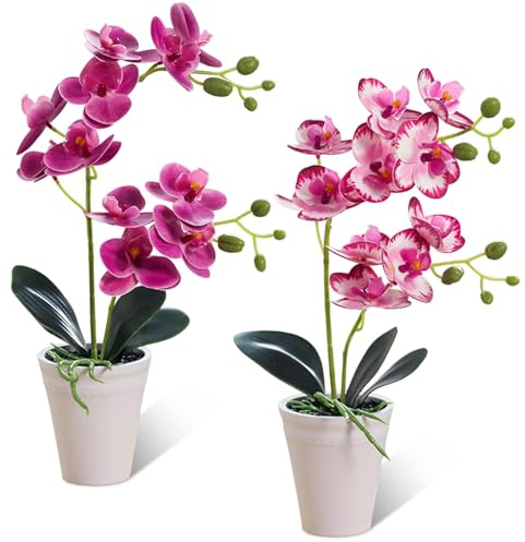 Sunyunze 2 Stück Orchideen Künstlich 40cm Wie Echt Künstliche Blumen
