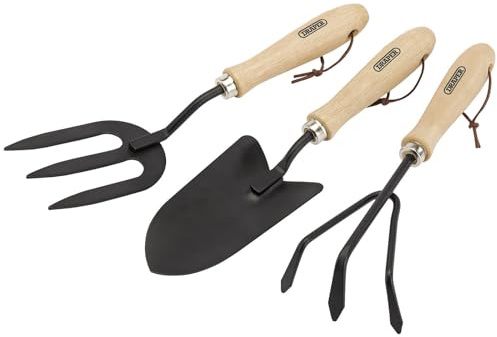Draper 83993 Coltivatore e cazzuola in Acciaio al Carbonio Forcella a Mano, con Manici in Legno, Colore: Nero