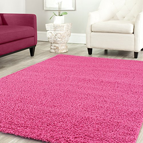 Shaggy Teppich Farbe Hochflor Langflor Teppiche Modern Uni Farben, Farbe:Pink, Maße:100x200 cm