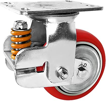Spring-Loaded Casters, Swivel Caster Wheels, Heavy Duty Industrial Castors, Fixed - Swivel - Brakes - Polyurethane - Wear-Resistant - Shock-Absorbing Design, Maximum Load Capacity 500kg (1100 Lbs)
