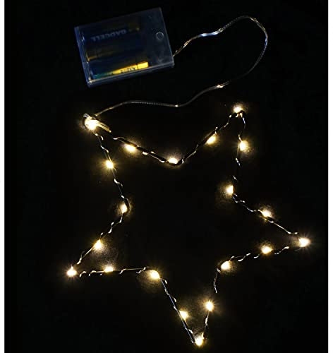 Annastore LED Weihnachtsstern Beleuchtung - warmweiß mit Timer - batteriebetrieben in verschiedene Größen LED Stern zum Hängen Größe 20 cm / 20 LED