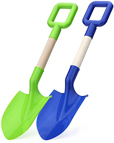 Dilabnda Lot de 2 pelles à sable pour enfants - 40 cm - Avec manche en bois durable - En ABS - Pour la plage, le jardin, l'été, la plage