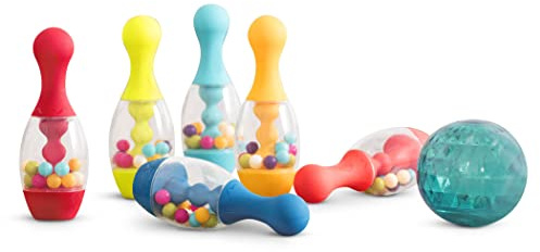 B. toys - Let's Go Bowling! - Orange - 6 Bowling Pins & 1 Ball - Indoor & Outdoor Game - Game Set for Toddlers, Kids - 2 Years +