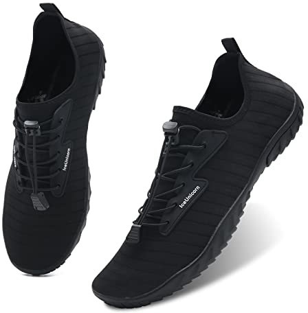 Water Shoes Womens Mens Aqua Beach Swim Shoes Quick Drying Barefoot Shoes for Swimming Pool Boating Surfing Diving Yoga(Classic Black,9.5UK)