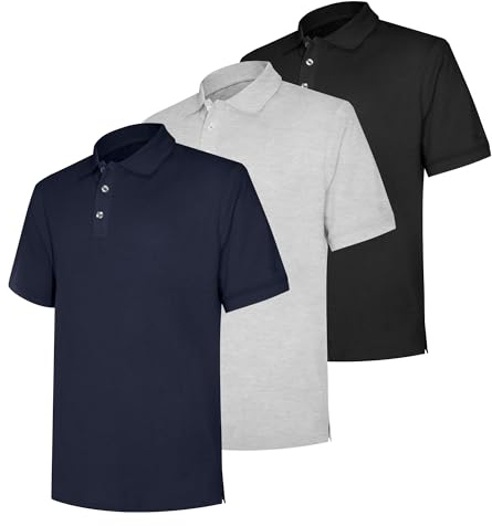 LiKing 3er Pack Polo Camisa Hombre Ocio Cómodo Polos Hombre Manga Corta Humedad Ropa Deportiva Hombre Golf Polo Shirt Hombre Manga Corta Deporte Ocio Camiseta