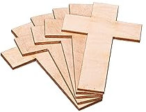 Large Wood Crosses for Crafts, 10 Pack, Unpainted Plywood Arts and Crafts Crucifix, DIY Red Poppy Remembrance Plaque and Memorial Displays, Unfinished Wooden Ornaments 10x6cm