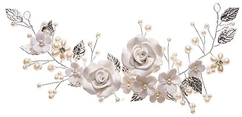 Broche Cheveux Mariage, Accessoire Cheveux Mariage, Bijoux Cheveux, pour la Mariée, Accessoires pour Cheveux pour Femmes et Filles (Argent)