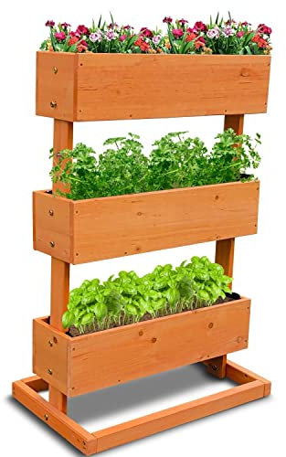 Jardinière verticale surélevée à 3 étages - Escalier de fleurs, parterre d'herbes - Jardinière avec film pour plantes - Petit parterre de fleurs - 75 x 30 x 75 cm - Pour terrasse, balcon et jardin