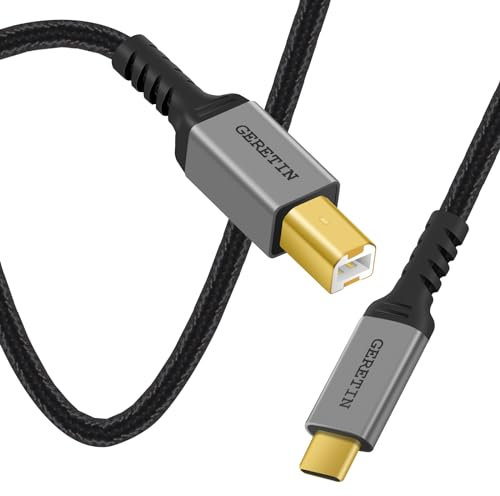 GERETIN USB C Druckerkabel 3M USB-C zu USB Typ-B Kabel Scannerkabel USB B 2.0 zu Typ C Nylon Drucker Kabel Kompatibel mit MacBook Pro/Air, iMac,Matebook, Dell XPS, HP, Epson, Canon,Brother,Lexmark usw