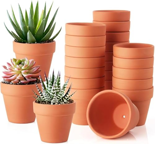 JAONLD Maceta Pequeña Terracota 20 Piezas Macetas Pequeñas con Orificio de Drenaje Maceta 4 x 4,5 cm Libre de Contaminación Macetas Decorativas Tiestos para Plantas Plántulas