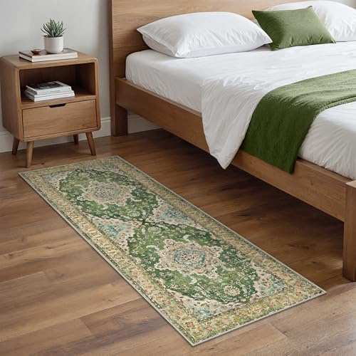 BEIMO Tapis Long 80x300 cm Lavable, Vintage Boho Antidérapant, Résistant à Poils Courts pour Couloir, Entrée, Cuisine, Escalier