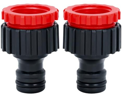 TOPWAYS 3/4 inch and 1/2 inch Hose Tap Connector, 2in1 Plastic Graden Threaded Faucet Adapter Outside Tap Connector For Hose Pipe (2pcs)