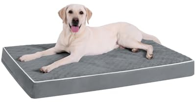 KSIIA Cuccia Cane Interno Taglia Grande, 104x68x8cm, Cuccia per Cani Ortopedico, Letto per Cani Sfoderabile e Lavabile, Cuscino Cane Impermeabile, Base Antiscivolo, Grigio scuro