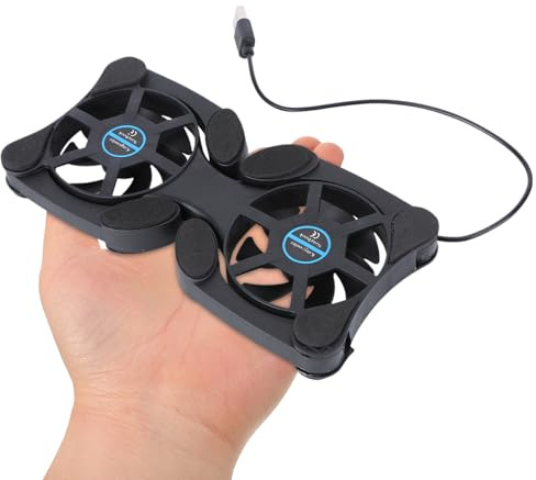 Tofficu 2 Fans Portable Laptop Cooling Pad Black Abs Foldable Strong Heat Dissipation Cooling Laptop Cooler for Efficient Computer Performance
