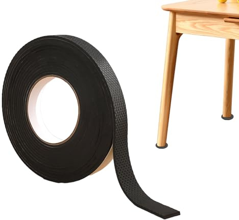 Grosion Rubber Non-slip Tape,20mm*4mm Rubber Grip Tape,Waterproof Self-Adhesive Rubber Anti-slip Tape,Comfort and Safety for Handles for Enhanced Traction and Safety (Black, 5 M)