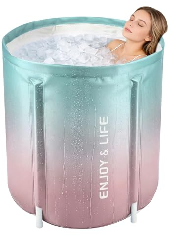 Portable Foldable Bathtub, Separate Family Bathroom SPA Tub, Soaking Standing Bath Tub for Shower Stall, Efficient Taintenance of Temperature, Ideal for Hot Bath Ice Bath (Pink 47)
