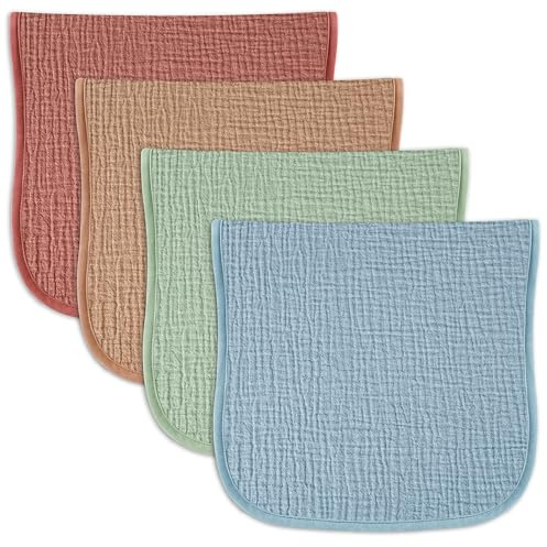 Baby dregellin muslin, 4-pack – ultramjuka och absorberande, återanvändbara moltonhanddukar för pojkar och flickor – oumbärliga för nyfödda att dregla och bonde (retro)