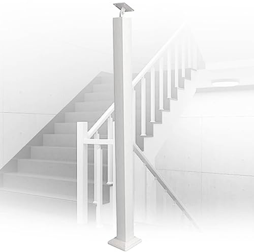 GOUZIBHD Indoor Stair Railing Deck Balusters,Metal Hand Railing Spindles with Flat & Adjustable 270° Angle Bracket,Square Stair Baluster Posts for Indoor/Outdoor Decor(Size:85cm/33.5in)