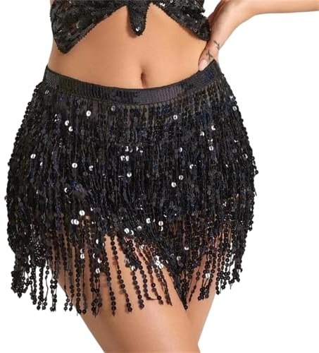 Cinturón de 3 capas de lentejuelas de color sólido para mujer, cadena de cintura para práctica de danza del vientre, bufanda de cadera