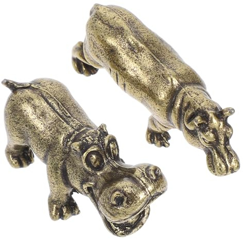 IMIKEYA 2 Pezzi Miniature Hippopotamo in Lega di Zinco Vintage Decorazione per Scrivania e Giardino Figure Animali Resistenti ed Eleganti per interni ed esterni