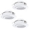 EGLO 3-er Set LED Einbaustrahler Pineda, LED Spots aus Kunststoff, 3 LED Einbauleuchten in Weiß, Einbaustrahler LED flach und schwenkbar, Einbaustrahler Set warmweiß, Ø 8,4 cm