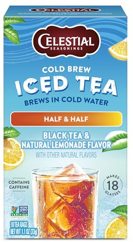 Cold Brew Iced Tea, Half & Half Black Tea with Natural Lemonade, 18 Tea Bags, 1.1 oz (33 g), Celestial Seasonings