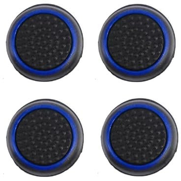 Pack of 4pc Blue Silicone Thumb Grip Stick Cap Cover Controller KeyCaps Grips For PS3, PS4,Xbox360, Xbox One & Xbox Series X (Black & Blue)