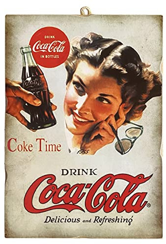 Quadro Serie Pubblicità Vintage Bevanda in Bottiglia Stampa su Legno 25x18cm.