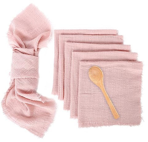 Fringe Cloth Napkin Set of 6, Table Cloth Napkins, Linen Cloth Napkins 42 x 42 cm Cotton Napkins for Dinner, Daily Use, Wedding & Parties