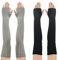 Pinsheng 2 Paar Lange Armstulpen, Thermo Gestrickte Fingerlose Handschuhe Warm Winterhandschuhe Dehnbar Handstulpen Pulswärmer mit Daumenloch Über für Damen Herren