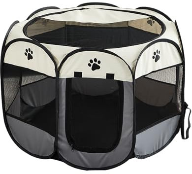 JVHLOV Welpenauslauf 91x91x58cm, Faltbarer Laufstall für Haustiere, Tragbarer Welpenlaufstall Tierlaufstall, für Hunde Hasen Meerschweinchen Katzen drinnen und draußen Reisen Camping