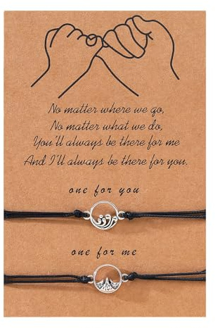 Pulsera de Amistad con Anillos Luminosos para 2, Montañas Océano de Promesa, Joyería para Hermanas Familiares, Regalo para Amigos Niñas Madre Mujeres Esposa Marido