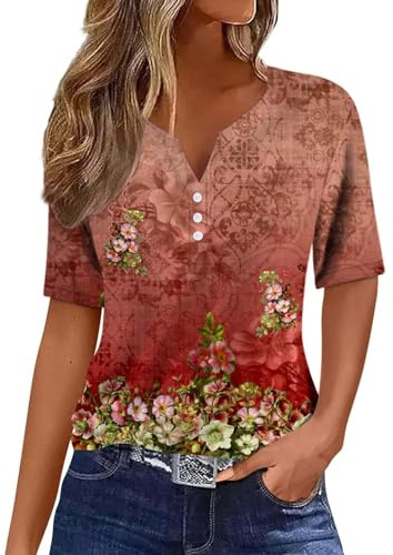 Uwdiohq Lightning Deals of Today Prime Clearance Bluse Donna in Viscosa Magliette Donna A Maniche Corte Top Rosso Donna Corto Camicia Lunga Donna per Leggings Camicia Donna Celeste My Recent Orders