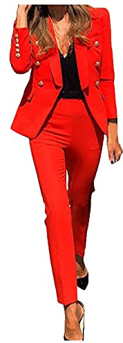 Traje elegante de 2 piezas para mujer, traje de pantalón, chaqueta blazer, pantalones, traje de negocios, traje de dos piezas, traje de calle, blazer, traje de ocio, solapa, traje de oficina, chaqueta