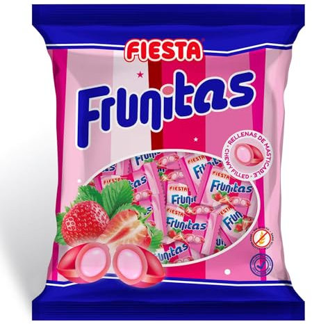 Frunitas Fresa FIESTA - Bolsa 270 Unids. - Caramelo Duro Relleno de Masticable Sabor Fresa - FRUNITAS